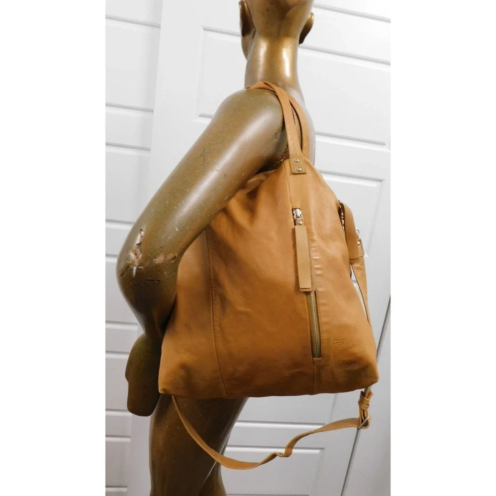LUMI Large Shopping Tote Bag Women's Tan‎ Leather